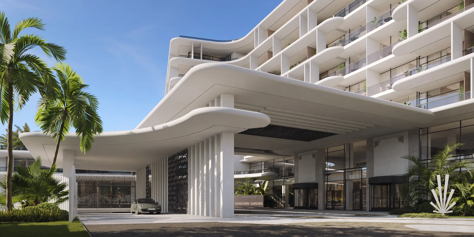 Фасад Mandarin Garden со стороны моря